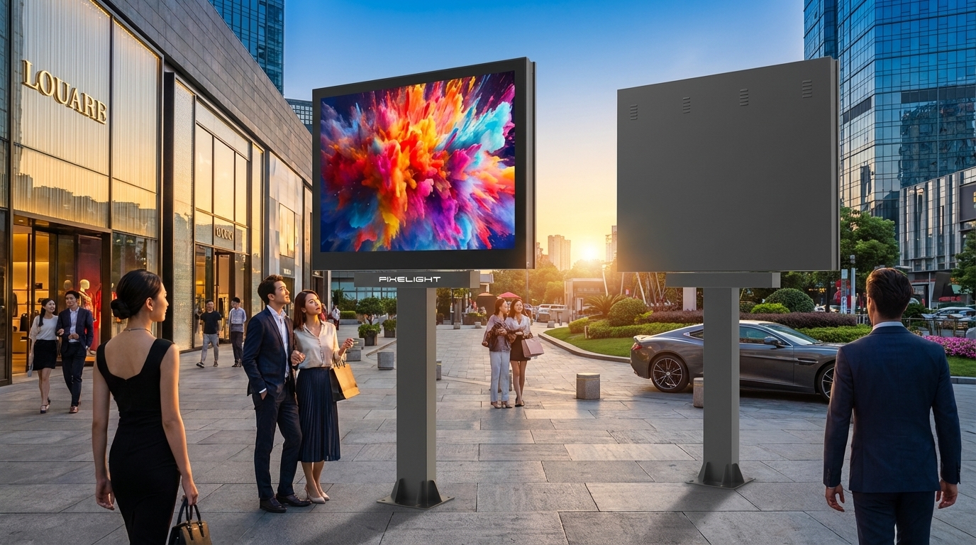 Close-up of the MEDIACITY 4H - Mobilier urbain - Totem Vidéo LED pour Publicité et Communication LED module (pitch and mask)