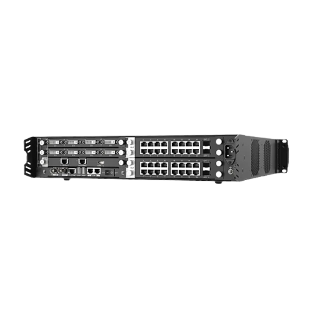 Novastar H2 | Contrôleur LED Tout-en-Un 4K HDR | Ultra-Faible Latence pour xR front view, novastar led processor running content