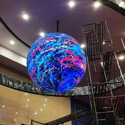 LED SPHERE 100cm - P2 deployed in a professional B2B setup (creative led screen)