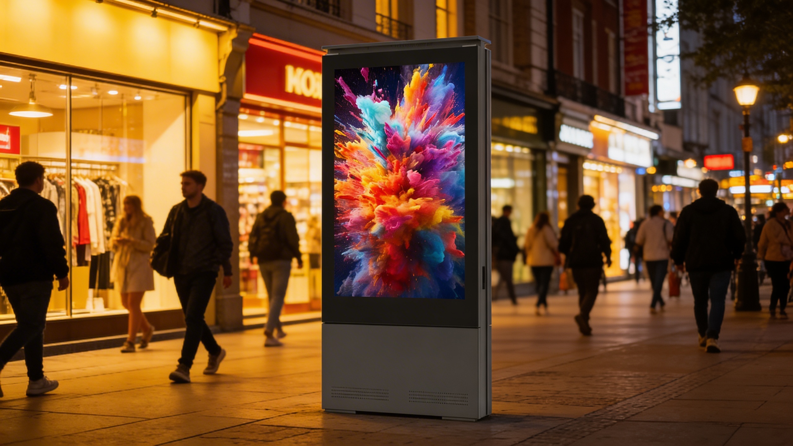 TOTEM LCD 65 pouces -TLCD65SF deployed in a professional B2B setup (digital street furniture)