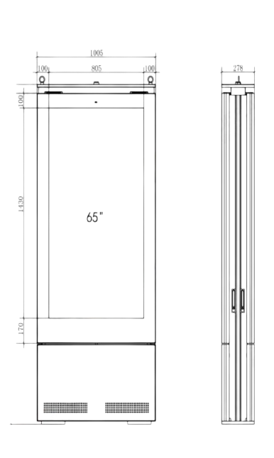 TOTEM LCD 55 pouces Double Faces -TLCD55DF front view, digital street furniture running content