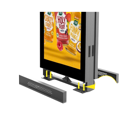 Rear side of the TOTEM LCD 55 pouces Double Faces -TLCD55DF: rigging, power supply and receiving card