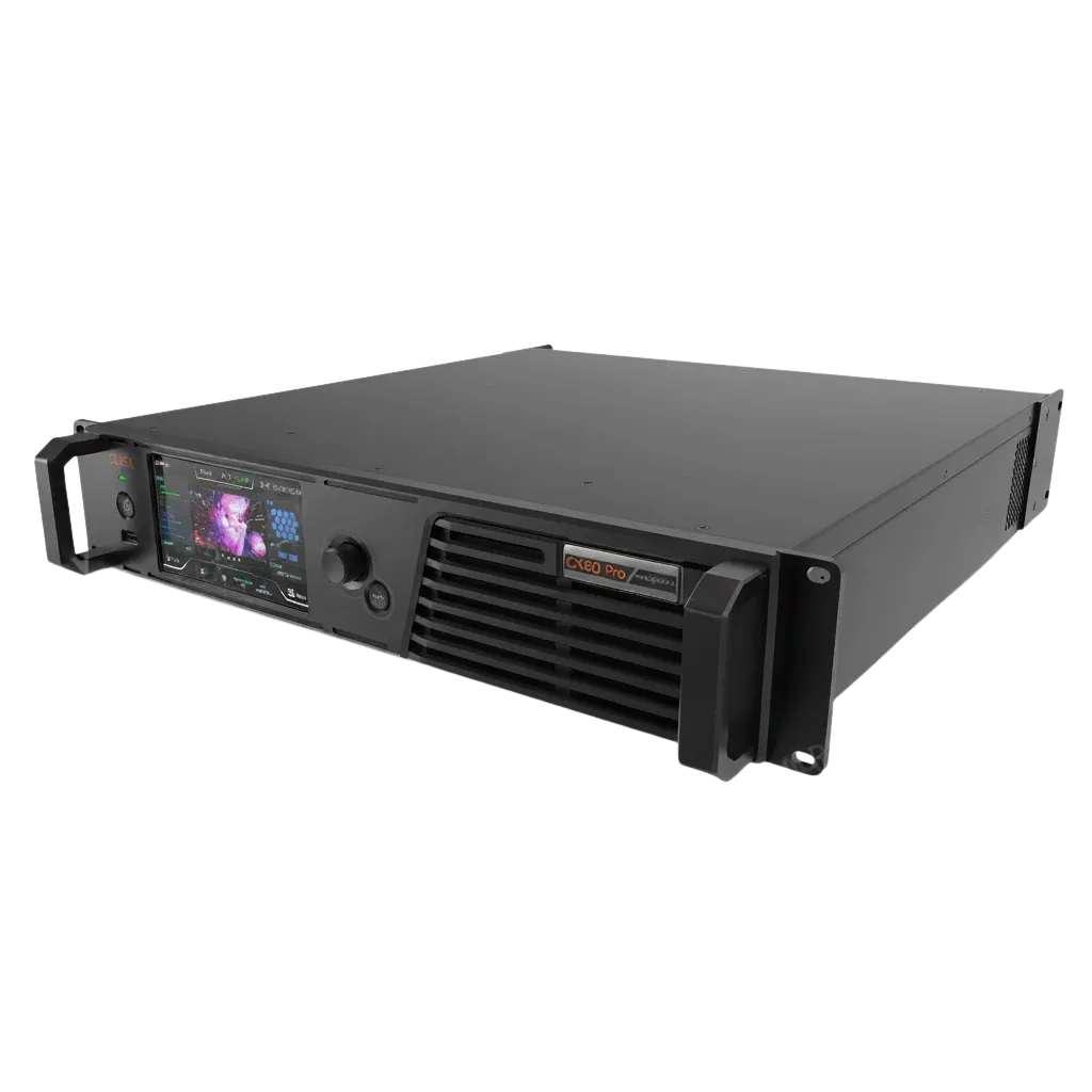 Novastar CX80 Pro | Contrôleur LED Tout-en-Un 8K HDR | Capacité Extrême COEX front view, led video processor running content