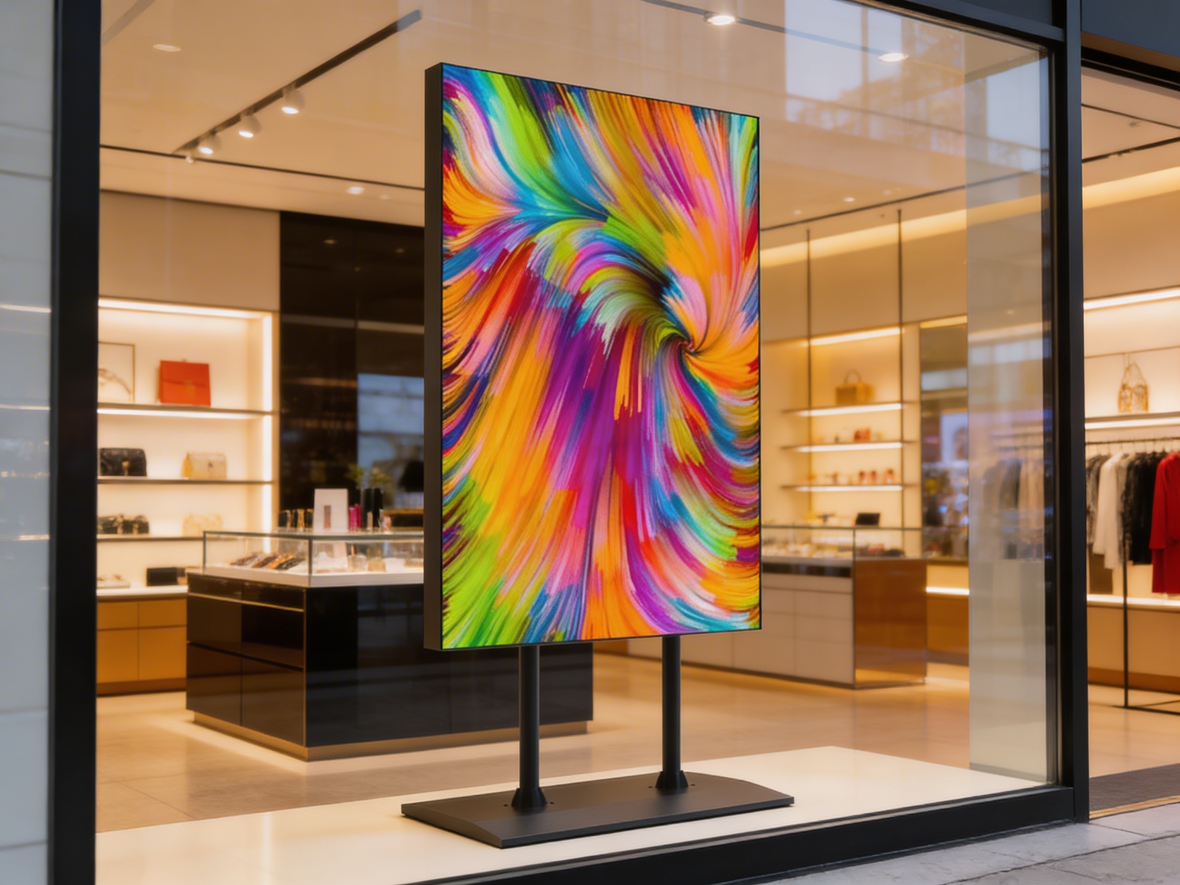 Close-up of the WINDOLED P2.5 - 75" - Écran "All-in-One" Haute luminosité pour vitrine de magasin LED module (pitch and mask)