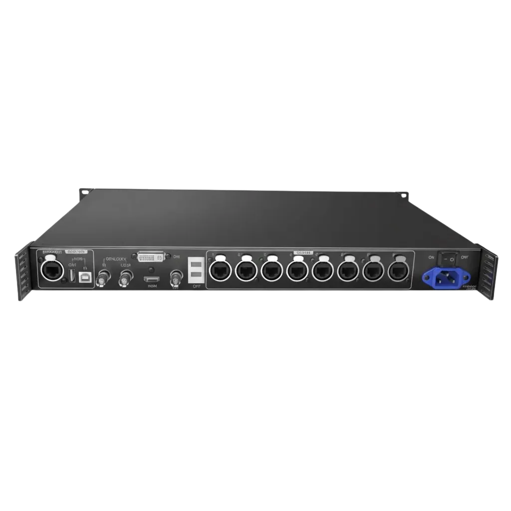 Novastar MCTRL R5 | Contrôleur d'Envoi 4K | Rotation & Mosaïque Libre par Molette front view, led video processor running content