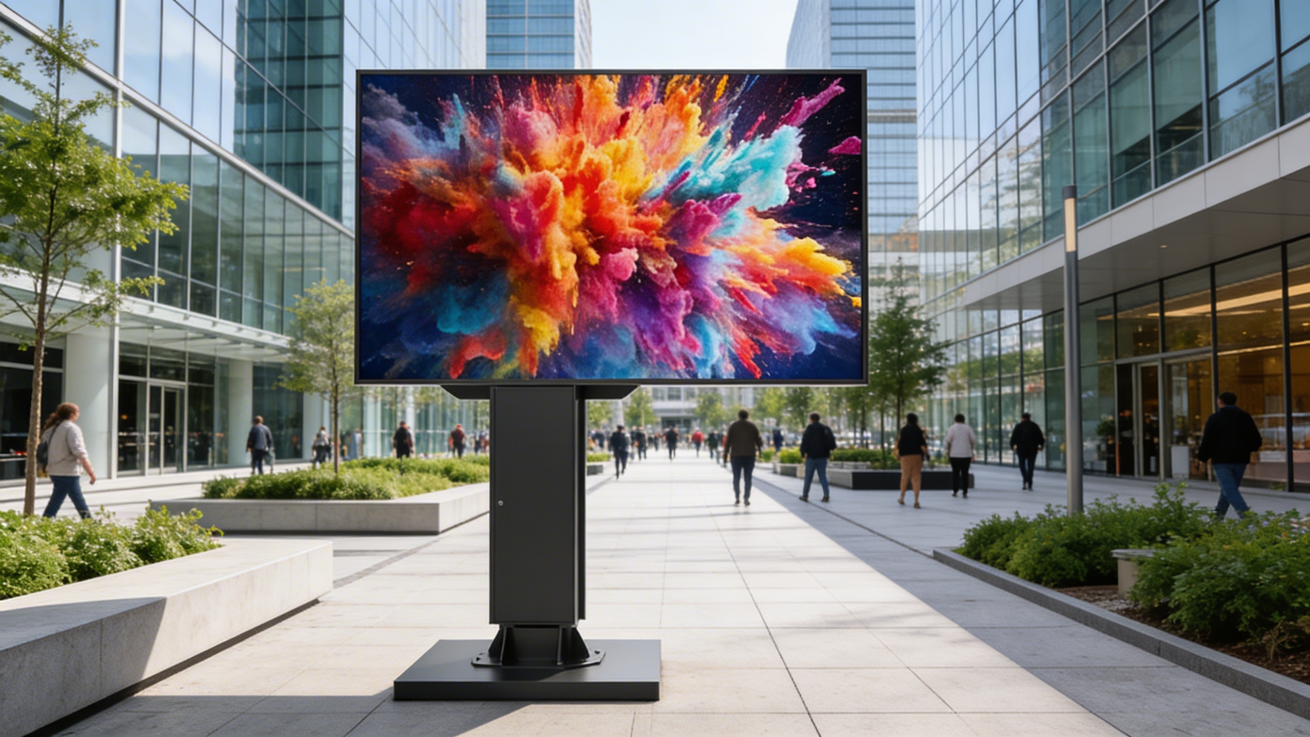 Close-up of the MEDIACITY 6H - P2.9 - Mobilier urbain Video - Totem Vidéo LED pour Publicité et Communication LED module (pitch and mask)