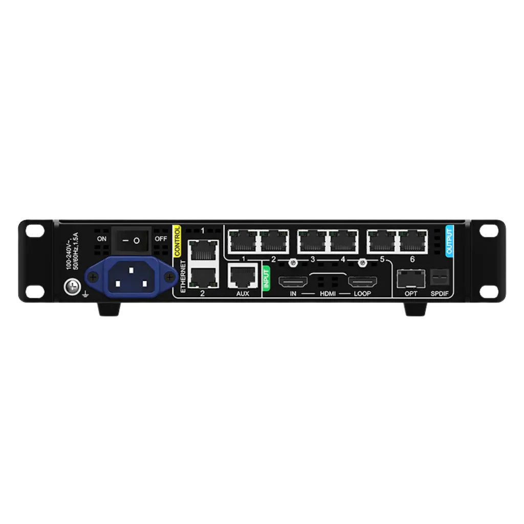Novastar KU20 | Contrôleur LED COEX 4K Professionnel vue de face, processeur vidéo led en fonctionnement
