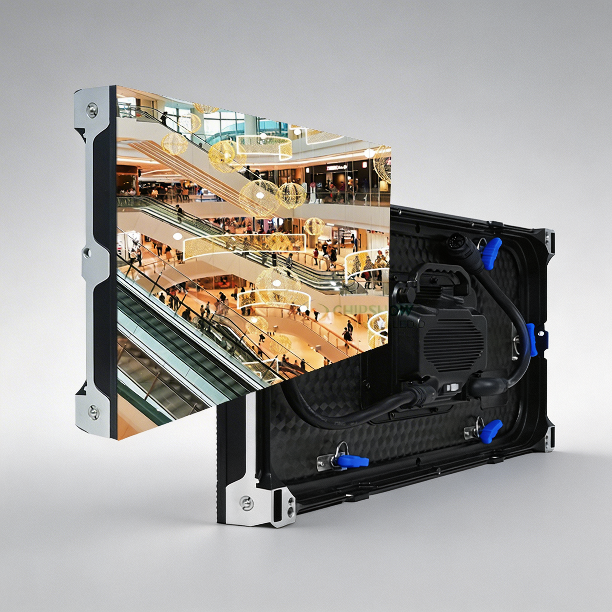 Rear side of the NEXUS 3.9 Outdoor - 500 x 500: rigging, power supply and receiving card