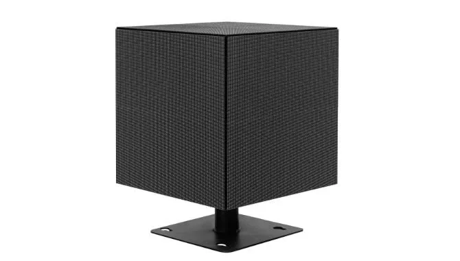 CUBIC 320 - P2.5 (5 Faces) vue de face, écran led créatif en fonctionnement