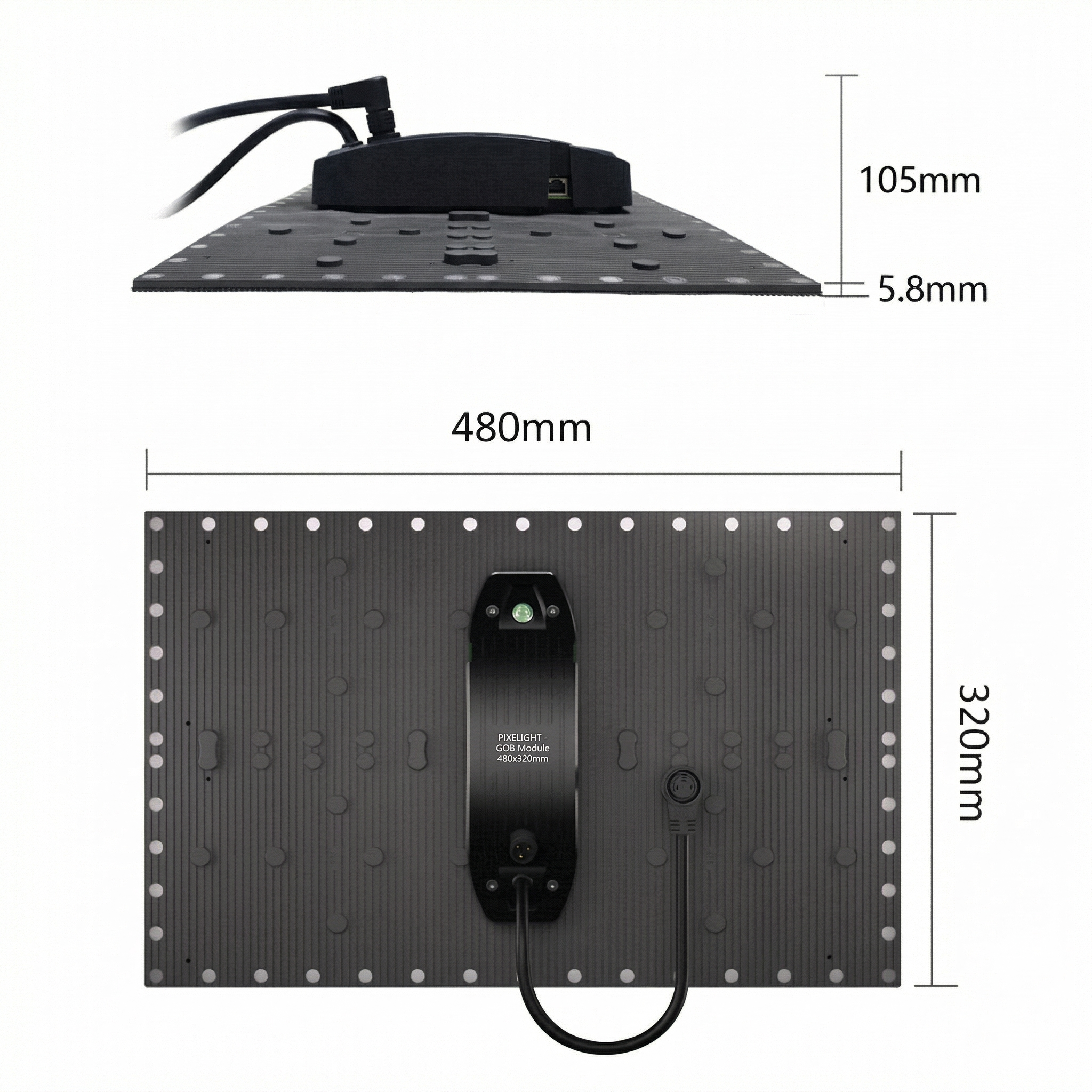 GOB FLEX 2.5 (Module) front view, creative led screen running content