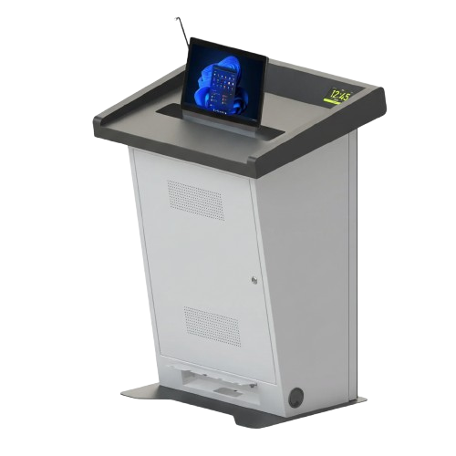 PUPITRE DIGITAL DP43 front view, indoor led panel running content