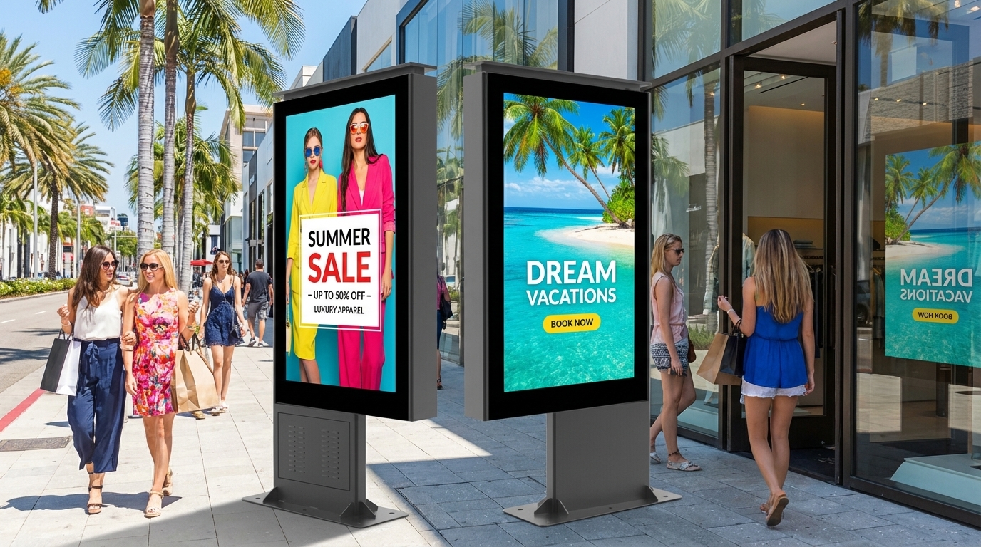 HORIZON 75 - P5 - Totem Vidéo LED pour Publicité et Communication - Mobilier urbain deployed in a professional B2B setup (digital street furniture)