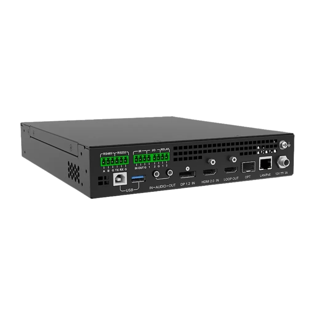 Rear side of the Novastar MG420 ENCODER | Module d'Encodage Vidéo IP Professionnel | Faible Latence: rigging, power supply and receiving card