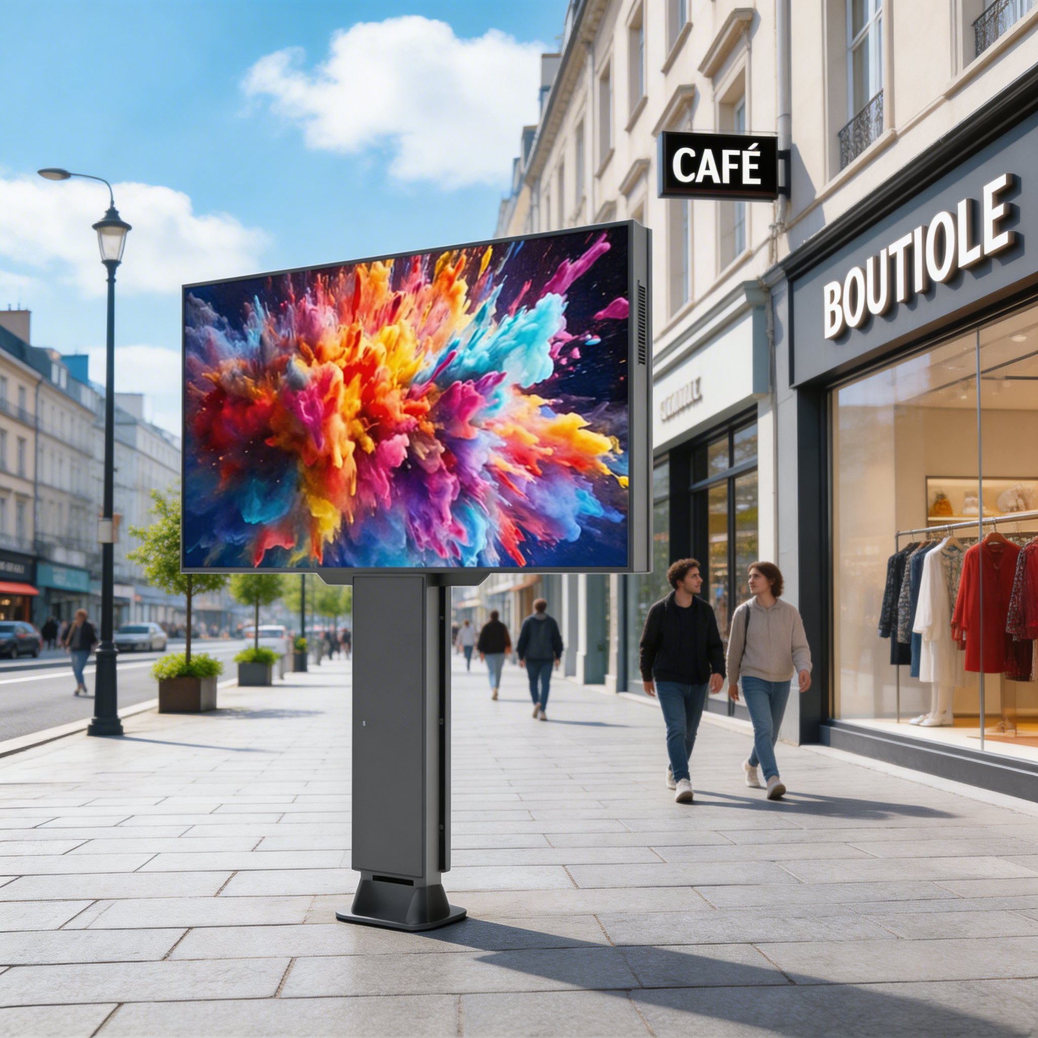 Close-up of the MEDIACITY 9H DUAL - P2.9 - Mobilier urbain Video 4000 x 2250 - Sucette Vidéo LED pour Publicité et Communication LED module (pitch and mask)