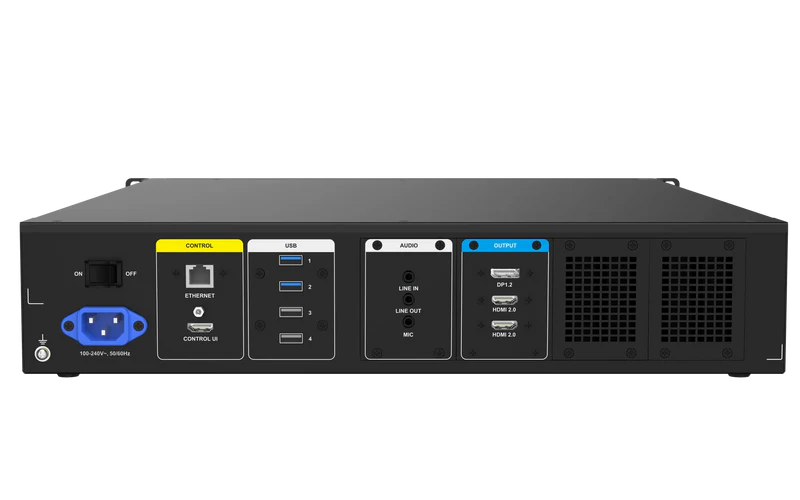 Close-up of the Novastar ET2S-G Media Server | Lecteur Multimédia Dédidé | Dual 4K et Performance Accrue LED module (pitch and mask)