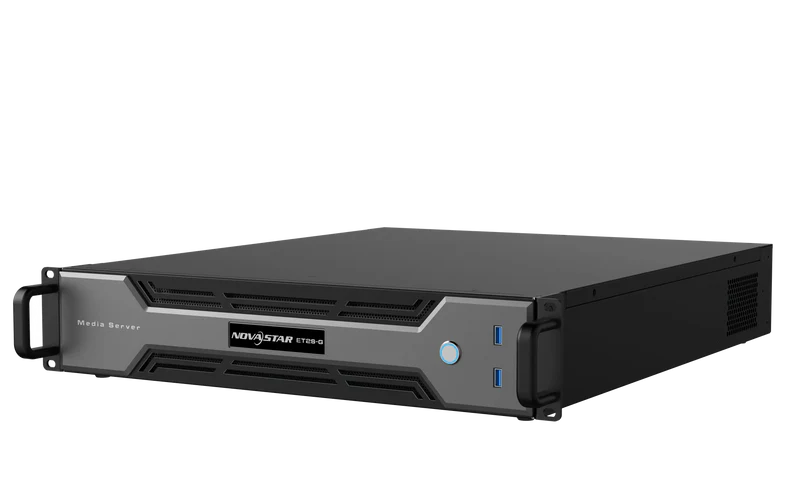 Novastar ET2S-G Media Server | Lecteur Multimédia Dédidé | Dual 4K et Performance Accrue front view, led multimedia player running content