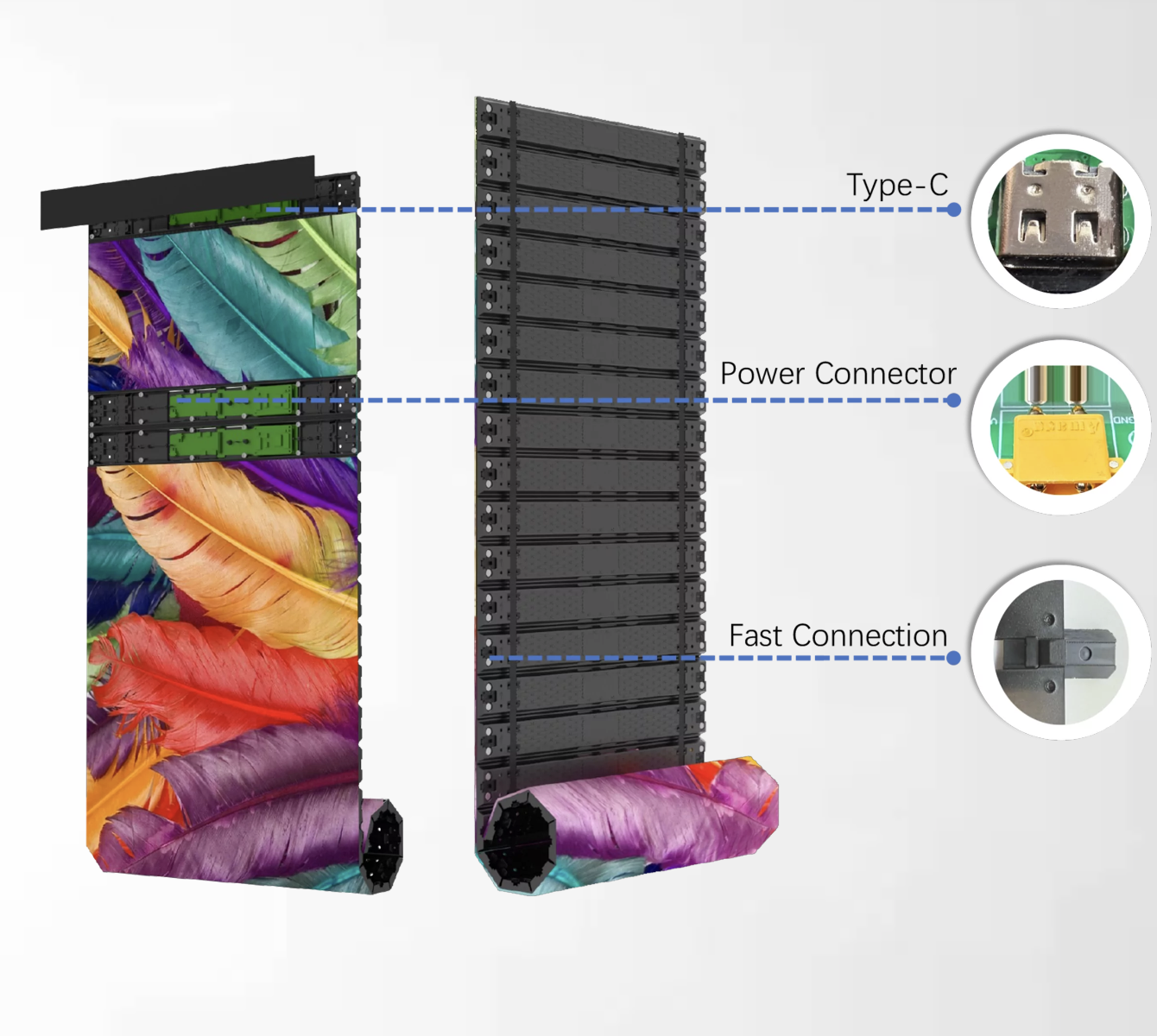 FLEXIPRO 1.9 - Module flexible GOB vue de face, dalle led indoor en fonctionnement