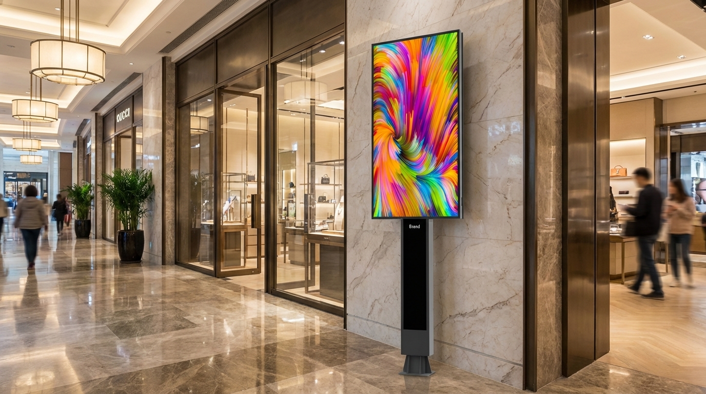 MEDIACITY 4V - P2.9 - Mobilier urbain - Totem Vidéo LED pour Publicité et Communication deployed in a professional B2B setup (digital street furniture)