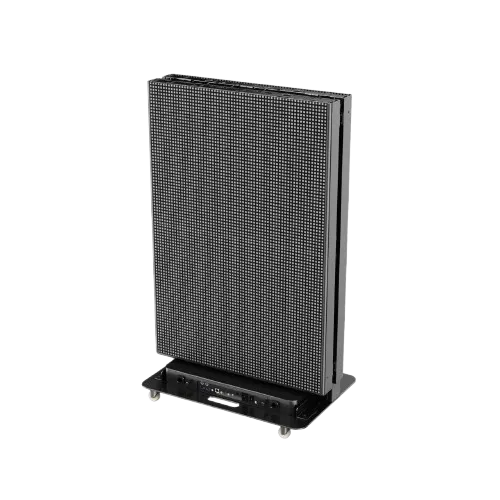 Rear side of the KAKEMONO LED Pliable P1.8 | Le Roll-up Vidéo Haute Définition: rigging, power supply and receiving card