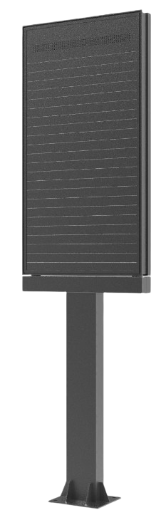 MEDIACITY 2V - P2.9 - Mobilier urbain - Totem Vidéo LED pour Publicité et Communication front view, digital street furniture running content