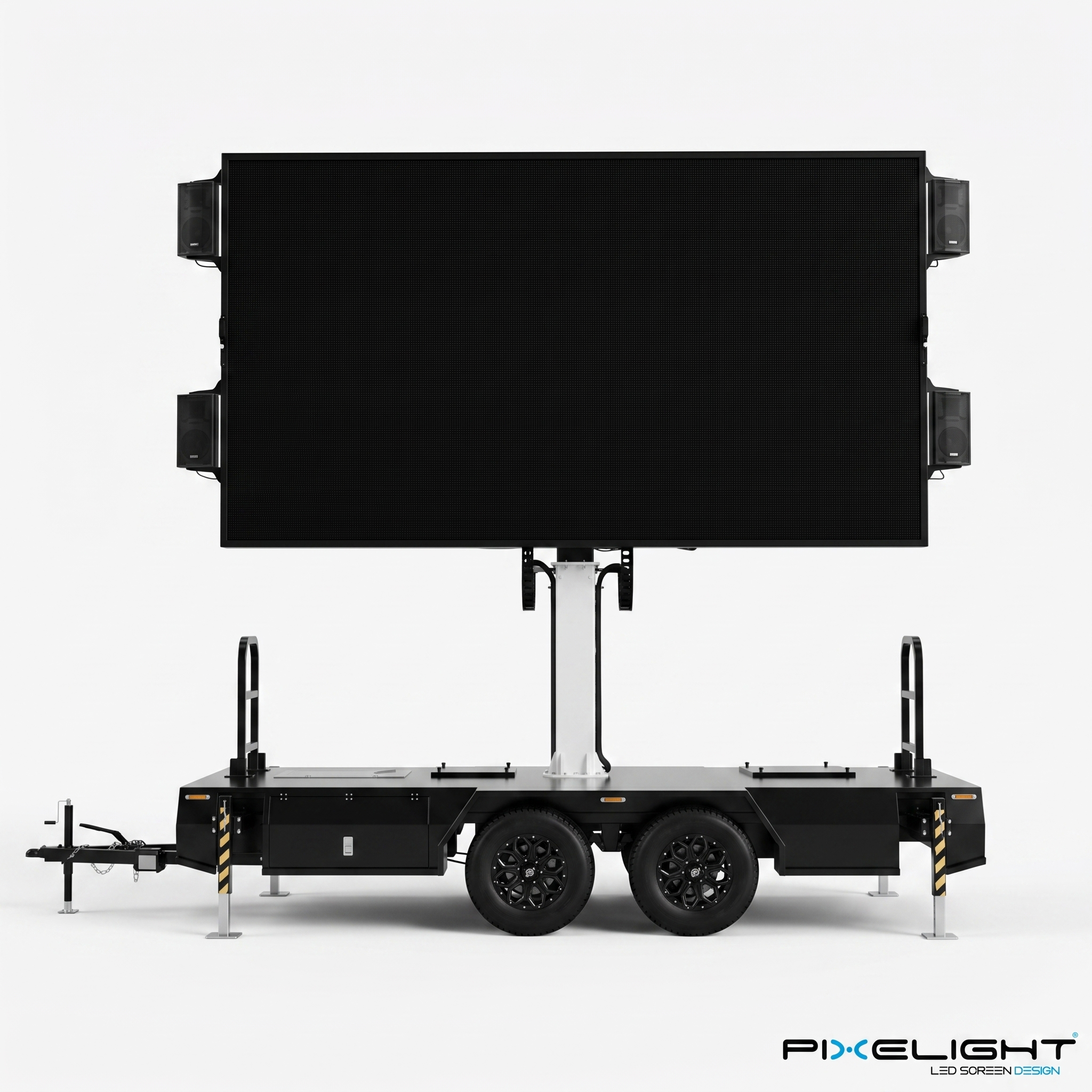 Connectique et câblage data/alimentation du StageScreen 10 – Écran LED mobile compact sur remorque | Pixelight