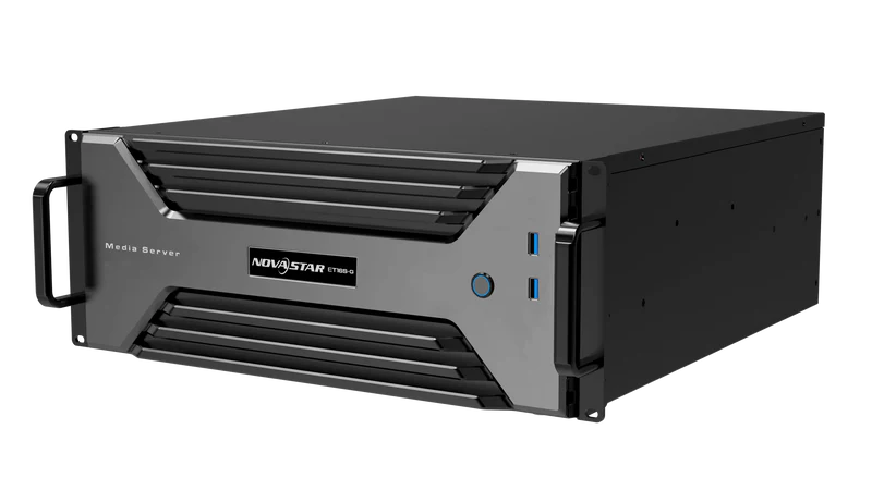 Novastar ET16S-G(3A4) Media Server | Lecteur Multimédia Ultime | Capacité 12K+ front view, led multimedia player running content