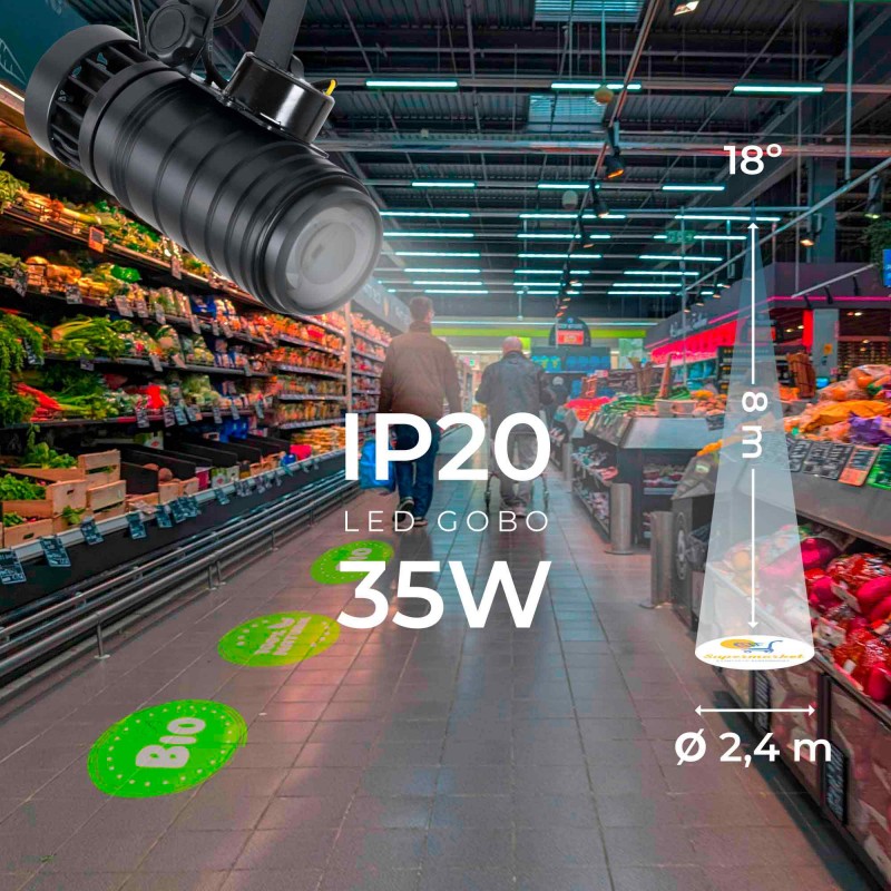 Rear side of the Projecteur de logo GOBO LED rotatif 35W - intérieur - Optique 18° - IP20: rigging, power supply and receiving card