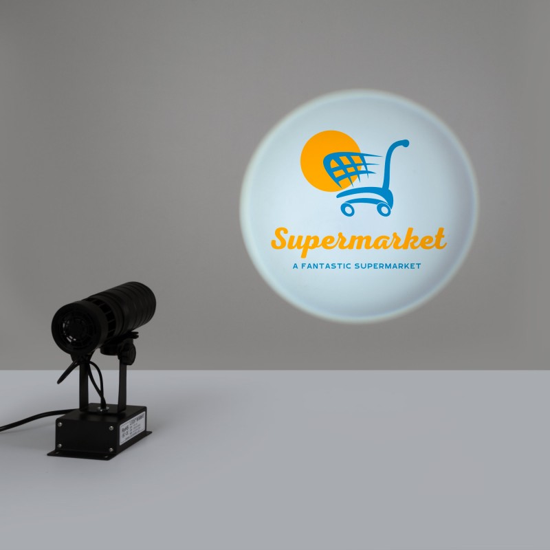 Projecteur de logo GOBO LED rotatif 35W - intérieur - Optique 18° - IP20 deployed in a professional B2B setup (gobo logo projector)