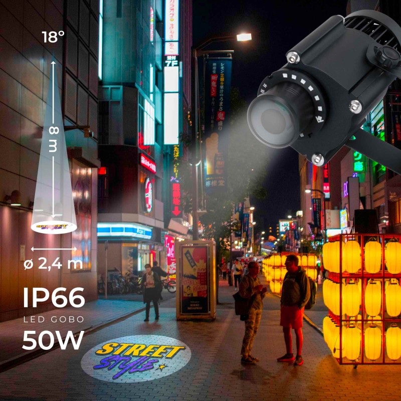 Rear side of the Projecteur de logo GOBO LED rotatif 50W - extérieur - Optique 18° - IP65: rigging, power supply and receiving card