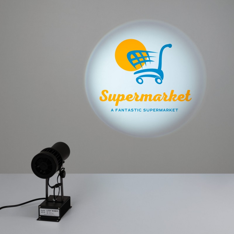 Projecteur de logo GOBO LED rotatif 50W - intérieur - Optique 18° - IP20 deployed in a professional B2B setup (gobo logo projector)