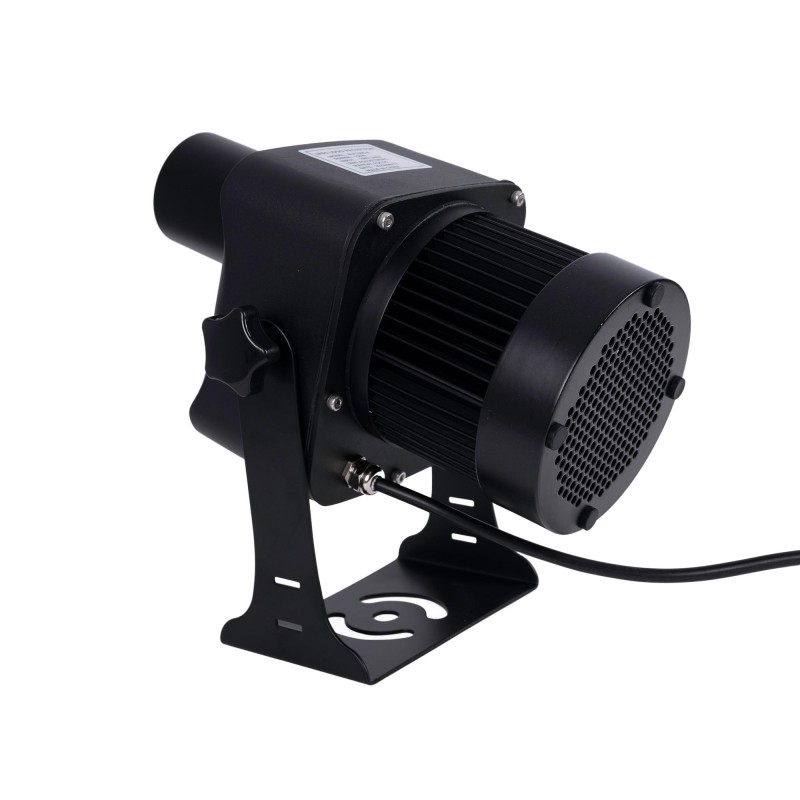 Projecteur de logo LED GOBO 100W rotatif extérieur - Optique 20° - IP65 front view, gobo logo projector running content