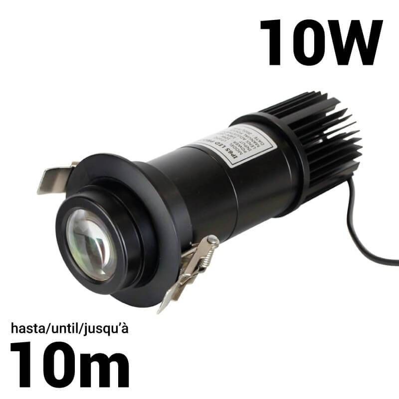Projecteur GOBO LED 10W encastrable - Intérieur - IP40 front view, gobo logo projector running content