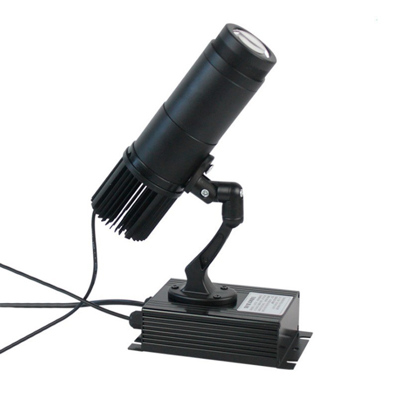 Projecteur GOBO LED 10W fixe - Intérieur - Optique 20° - IP20 front view, gobo logo projector running content