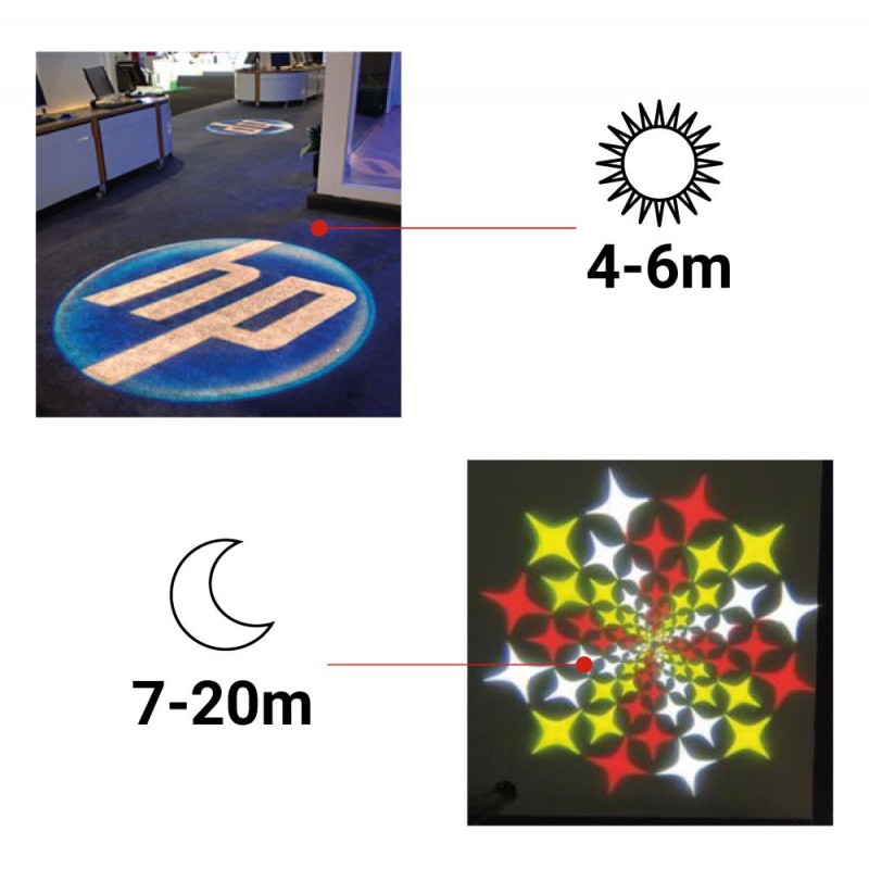 Projecteur GOBO LED 30W rotatif intérieur - Optique 20° - IP40 deployed in a professional B2B setup (gobo logo projector)