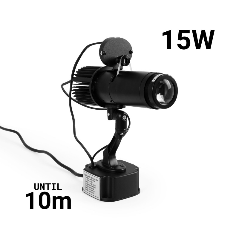 Projecteur GOBO LED rotatif 15W - Intérieur - Optique 20° - IP20 front view, gobo logo projector running content