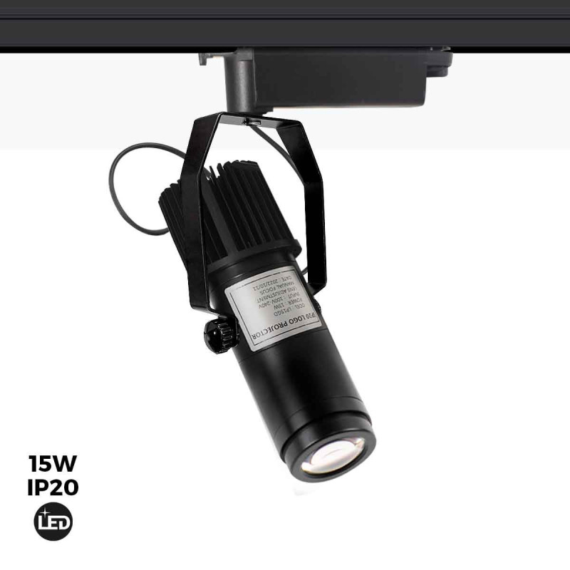 Projecteur LED GOBO pour rail monophasé intérieur - 15W - Optique 20° - IP20 — Gobo Logo Projector by PIXELIGHT