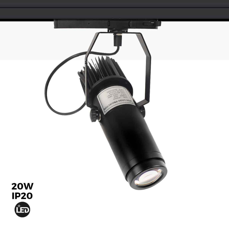 Projecteur LED GOBO pour rail triphasé - 20W - Optique 20° - IP20 — Gobo Logo Projector by PIXELIGHT
